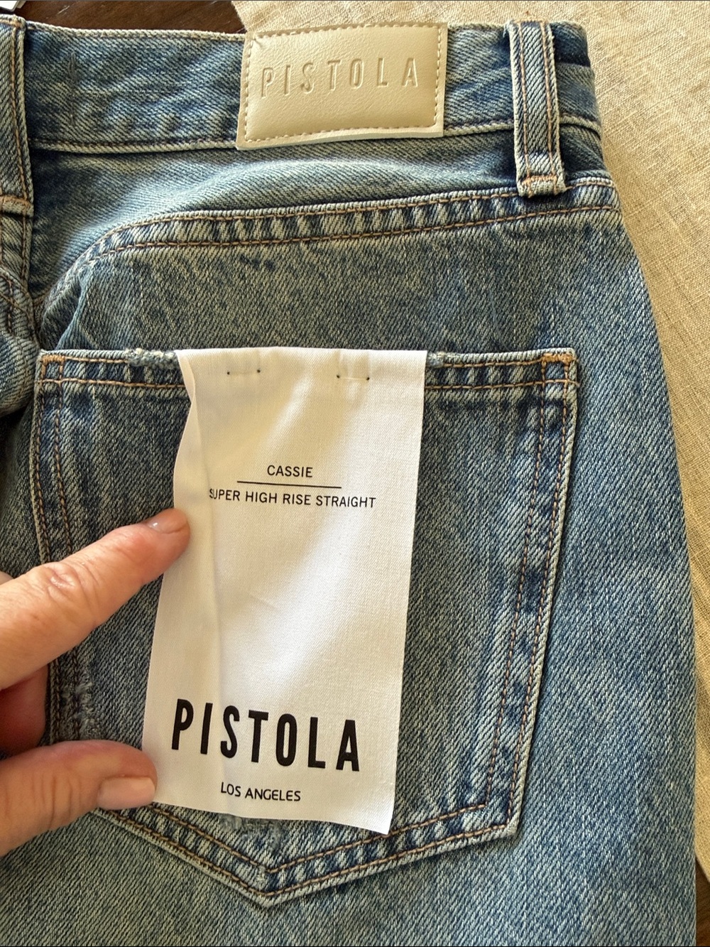 pistola Cassie Super High Rise Straight Jeans — Light Blue Denim